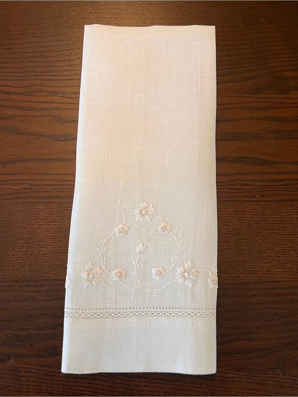 Embroidered Linen tea towel